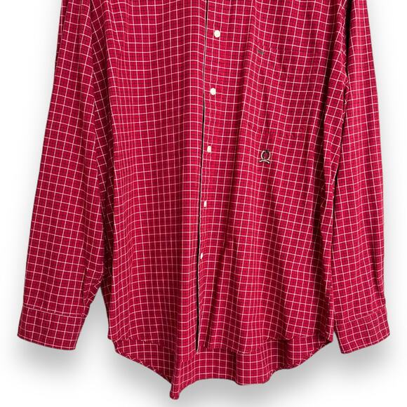 Tommy Hilfiger Red Windowpane Casual Button Down Shirt Men's Size XL - Picture 4 of 9